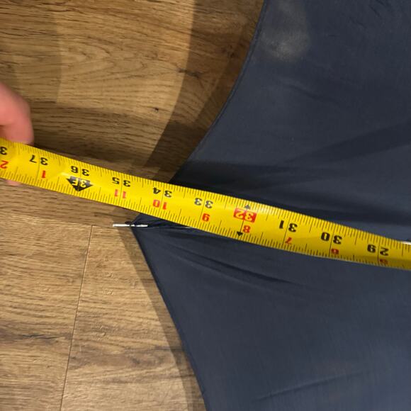 Vintage 35” Navy Blue Umbrella With Curved Wood Handle Parasol READ - Picture 4 of 5